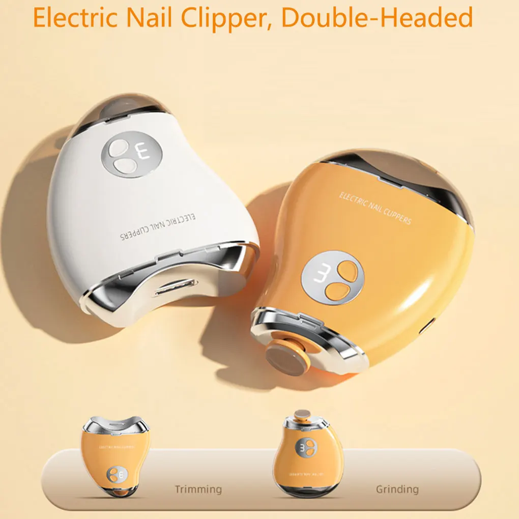 ABS Electric Nail Clip-per Nail Clip-per 3Gears Double-Headed Cute Mango Shape Trimmer And Polisher Black