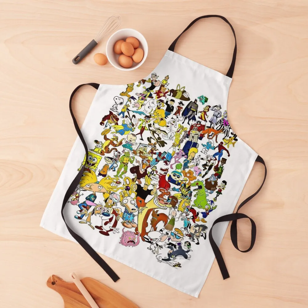

90s cartoons 80s classic tv kids Apron kitchen woman work gowns for women cleaning Things For The Kitchen kitchen girl Apron