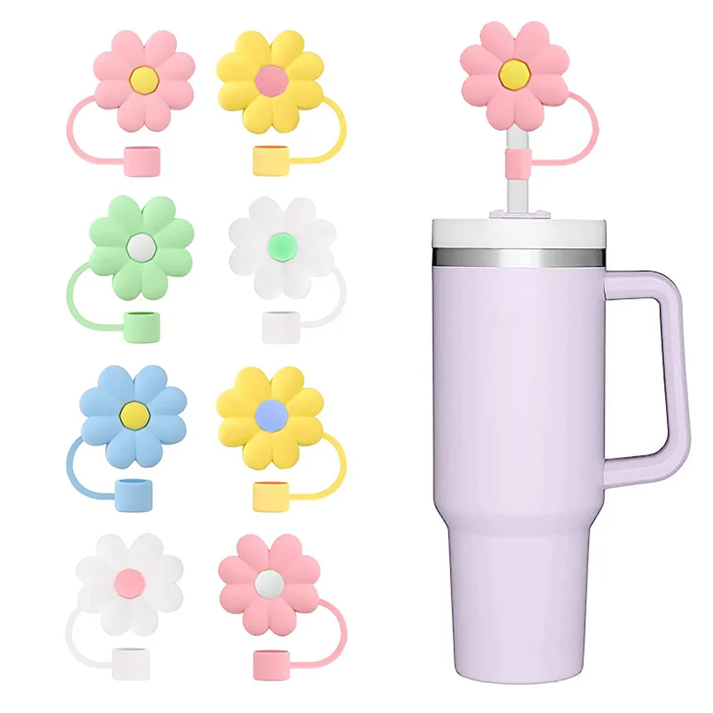 Silicone Straw Covers Cap Cute Flower Straw Toppers for Tumblers Dust-Proof  Drinking Straw Caps for Reusable Straws Tips Lids - AliExpress