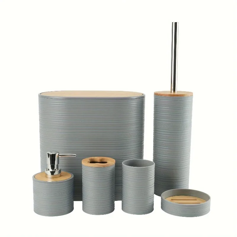6 Piece Wave Design Bathroom Accessory Set For Modern Countertops_voghion.com