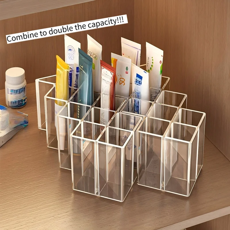 Transparent Plastic Medicine & Ointment Organizer Box with Multi-Compartment Storage - Cabinet Shelf, Tube Holder for creams
