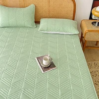 Solid Color Quilted Fitted Sheet Set - Deep Pocket Sheet with 2 Pillowcase, Soft Mattress Cover Suitable for Fall Winter Spring 3