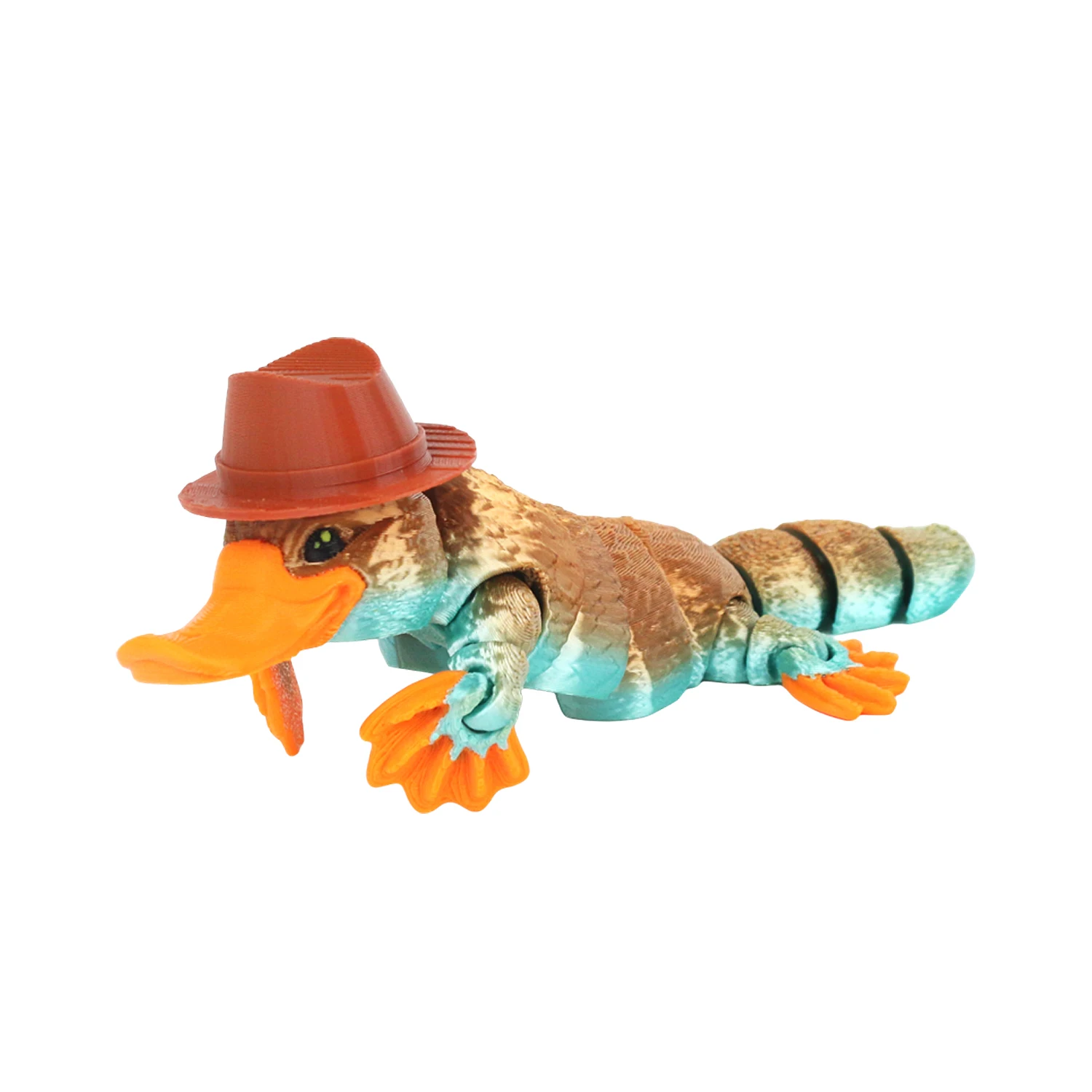 3D printed articulated platypus ornament decoration toy with hat, new unique gift figurine model 5