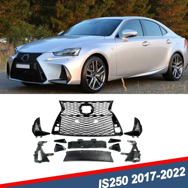 

A Set For 17-2022 Lexus IS250 IS350 F Sport Front Upper Lower Grille Gloss Black