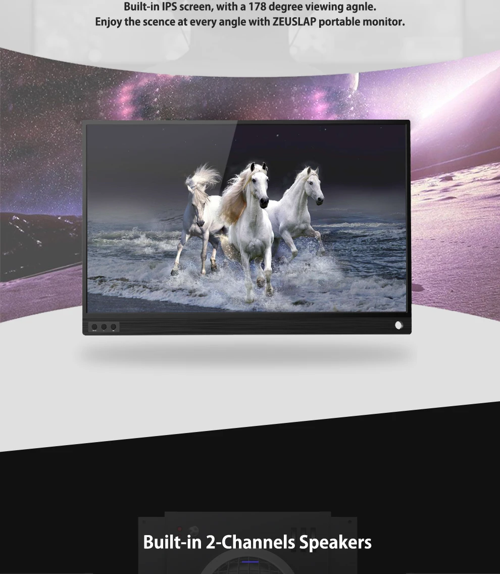 Portable Monitor 15.6 Inch - ZEUSLAP 1080p IPS Panel USB C Portable Screen for Laptop & Phone