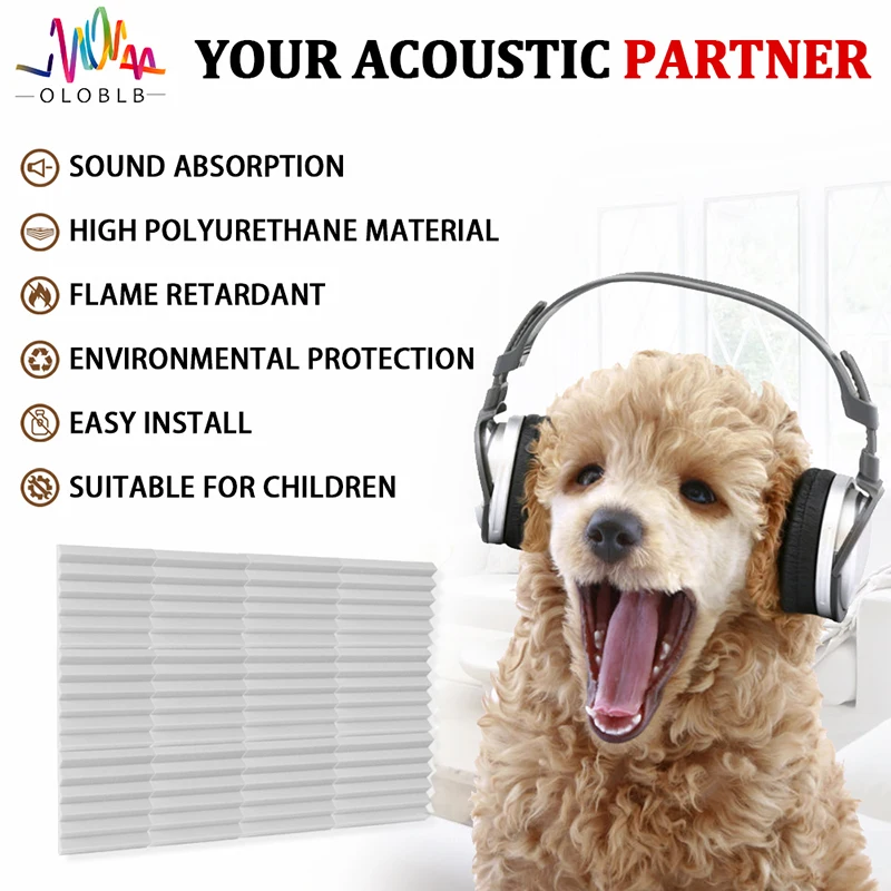 6-24 Pcs White Acoustic Foam Panels Soundproofing Foam Sound Absorbing Material Home Studio Wall Panel for Ceiling acoustic foam panels