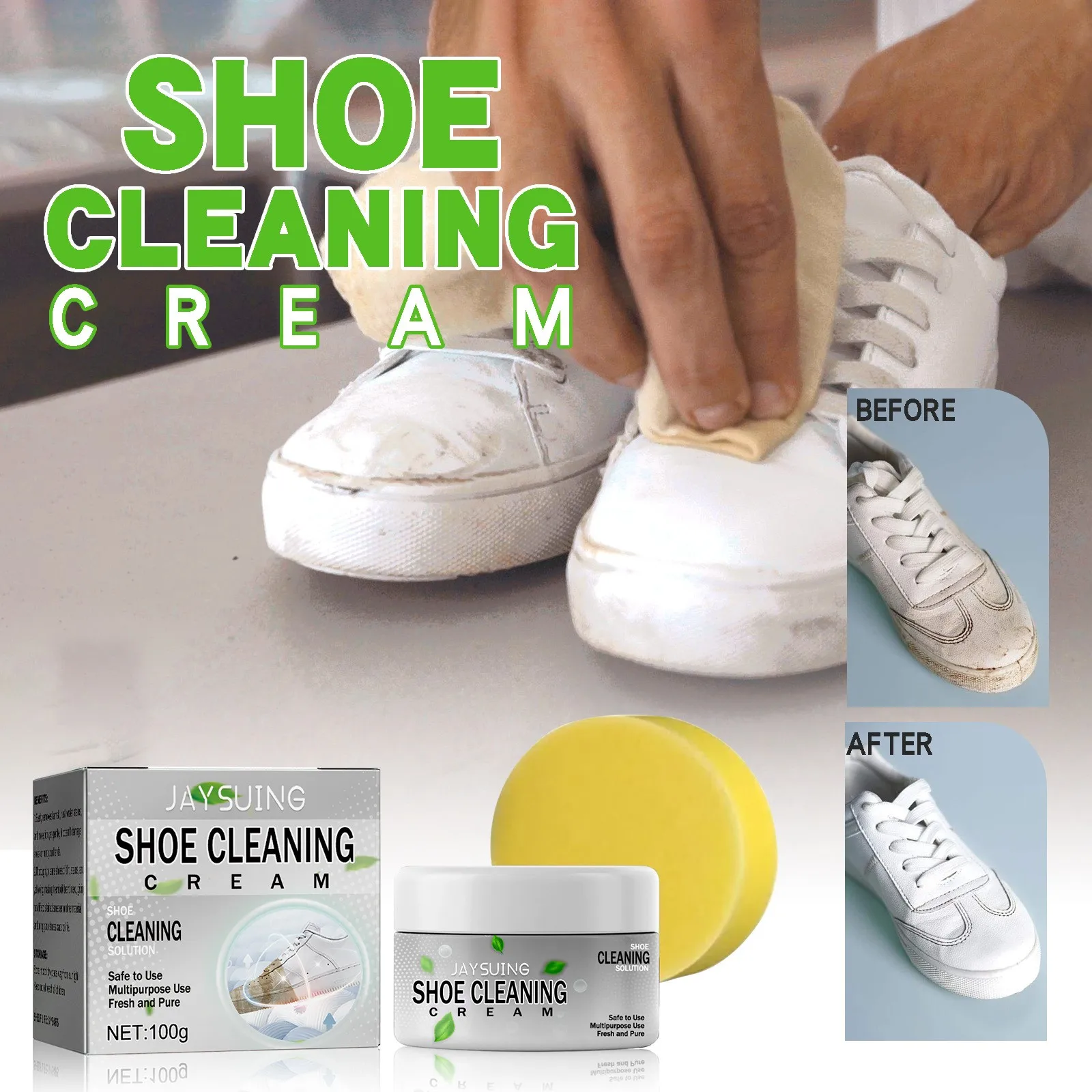 WhiteShoesCleaningCreamMultifunctionalPastyCleanerWithWipe