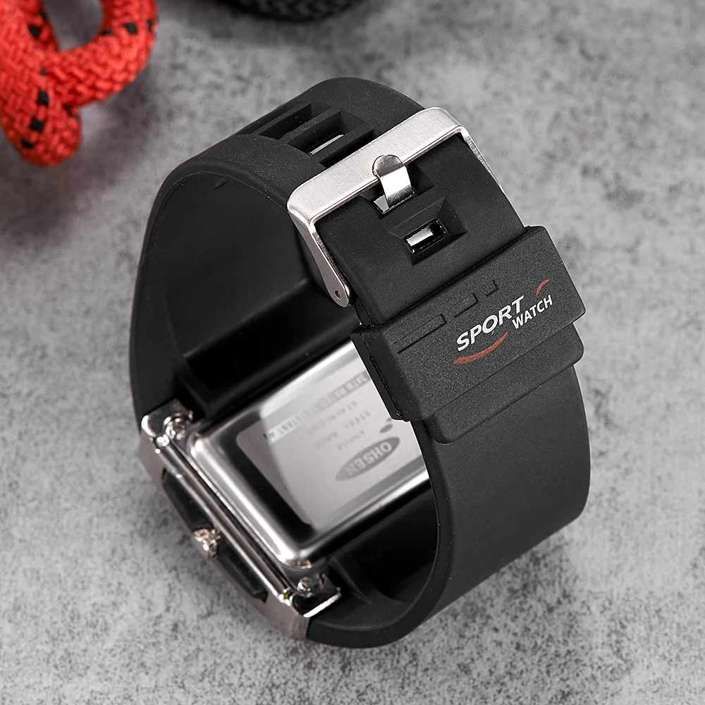 

New Fashion Black Rubber Strap for OHSEN AD0518 Men Digital Quartz Watches
