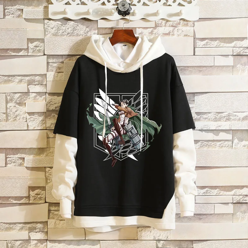 

Attack on Titan Anime Hoodies Cartoon Pullover Cosplay Long Sleeve Hooded Sweatshirt Harajuku Streetswear