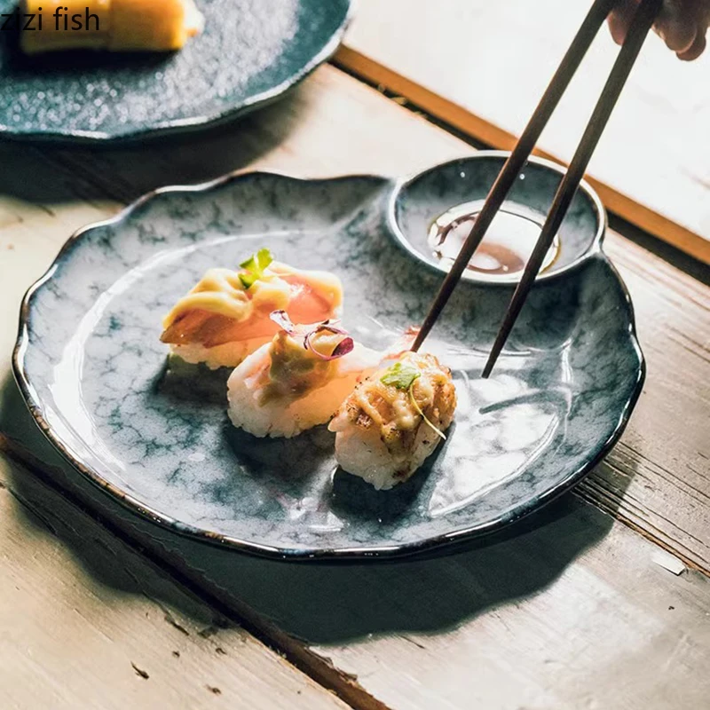 Vintage Irregular Ceramic Plate Dessert Snack Plate Dumpling Sushi Plates Restaurant Molecular Cuisine Creative Tableware