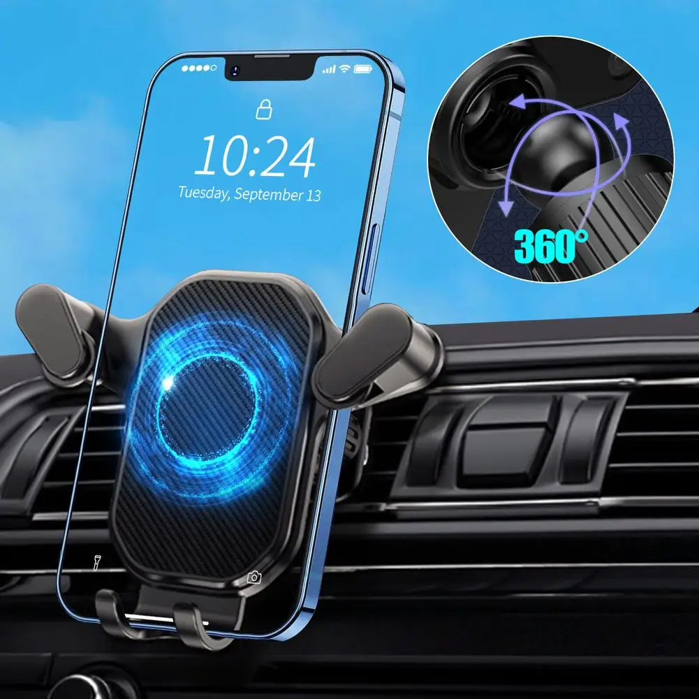

Car Phone Holder Up side-down Hook Navigation Mount Stand 360-degree Rotatable Air Vent Mobile Phone Clip Cradle