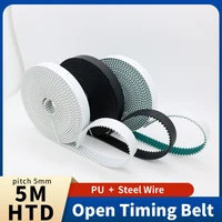HTD5M Open Belt PU HTD 5M Timing Belt Width 10mm 12mm 15mm 20mm 25mm 30mm Belt HTD5M PU Polyurethane Steel Belt 5M Open Belt 5mm