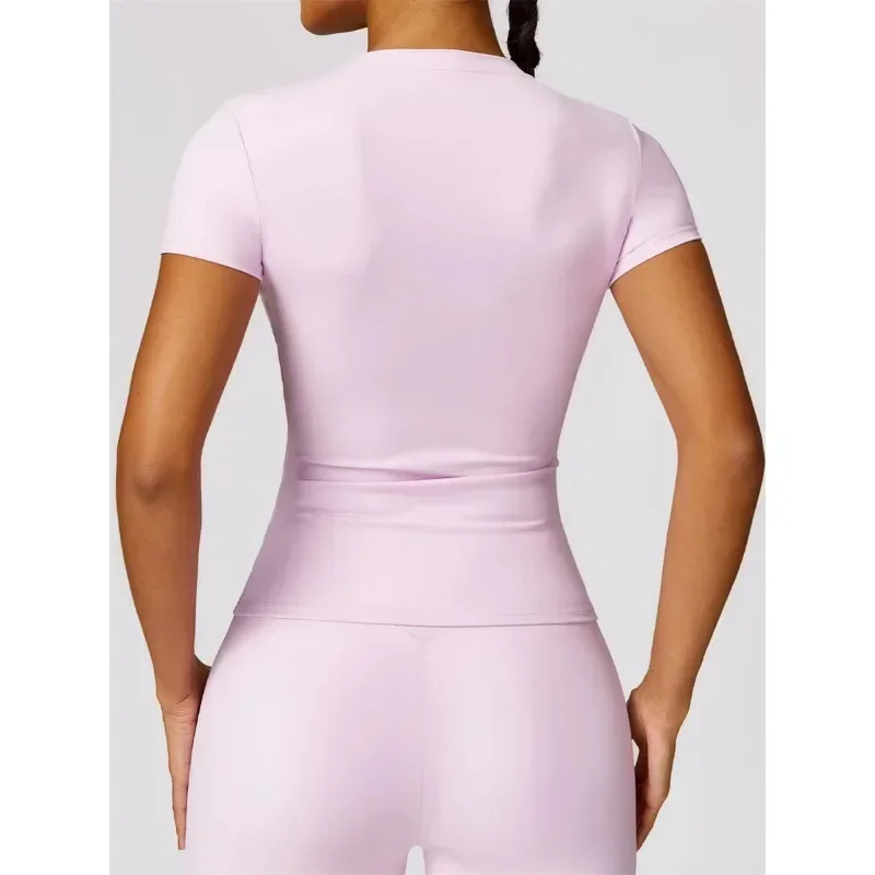 Yoga Set Seamless Yoga Set Women Pink Short Sleeve Top with High Waist Leggings Two Piece Workout Clothes Sports Fitness Gym Sets sports set gym workout set sportswear set fitness set sports bra set yoga pants set