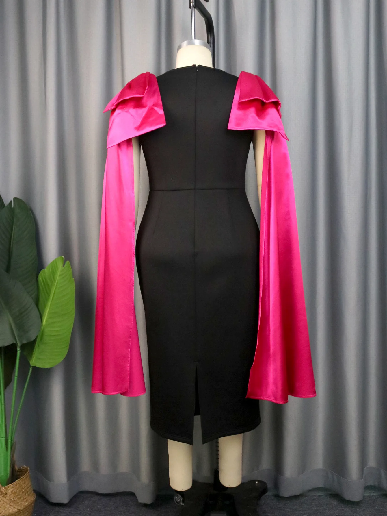 Plus Size Curvy Woman Dress Bow Long Sleeve Cloak Elegant Club Outfit Casual Luxury Gowns 2023 Spring Evening Party Dress