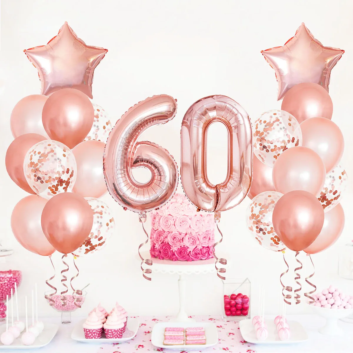 50 Palloncini in Lattice 13″ Glossy Buon Compleanno Rose