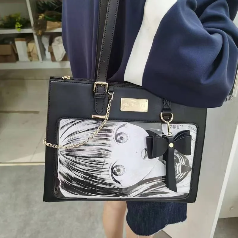 JIAERDI Transparent White Itabag Women Harajuku Aesthetic Leather Shoulder Bags Purse Female Versatile Large Capacity Tote Bag