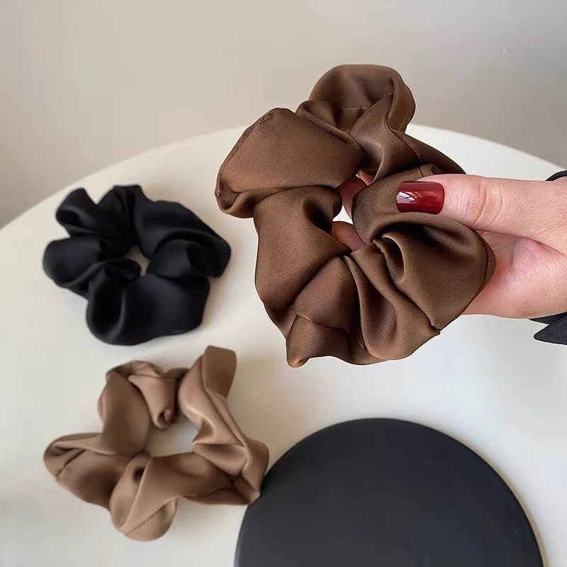 Retro Elegant Solid Color Silk Intestine Hair Ring Hair Band Elastic Bands Girls' Women Accessories Ponytail Holder