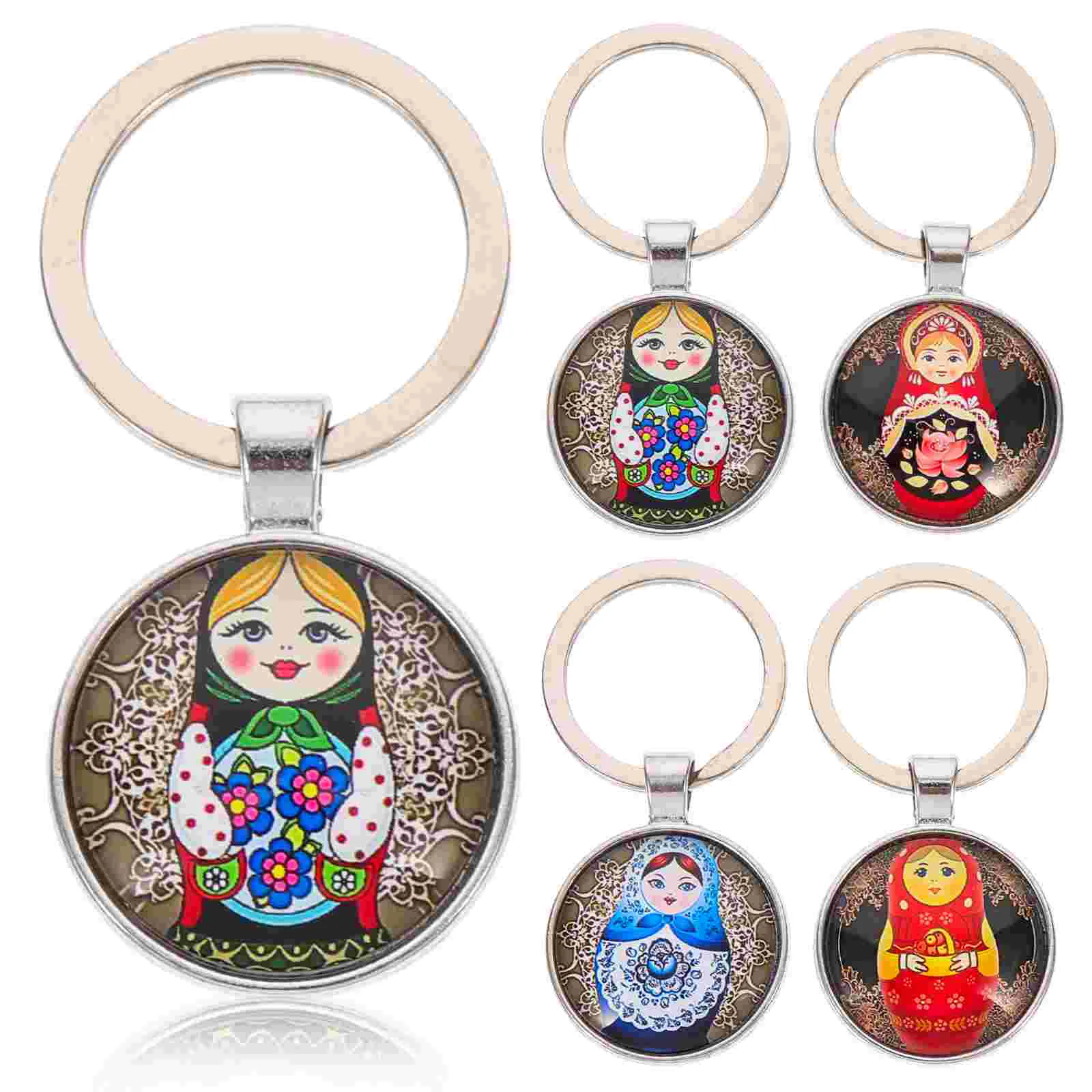 

4 Pcs Wallet Key Holder Matryoshka Keychain Lovely Dolls Keychains Bag Pendant Russian Nesting Child