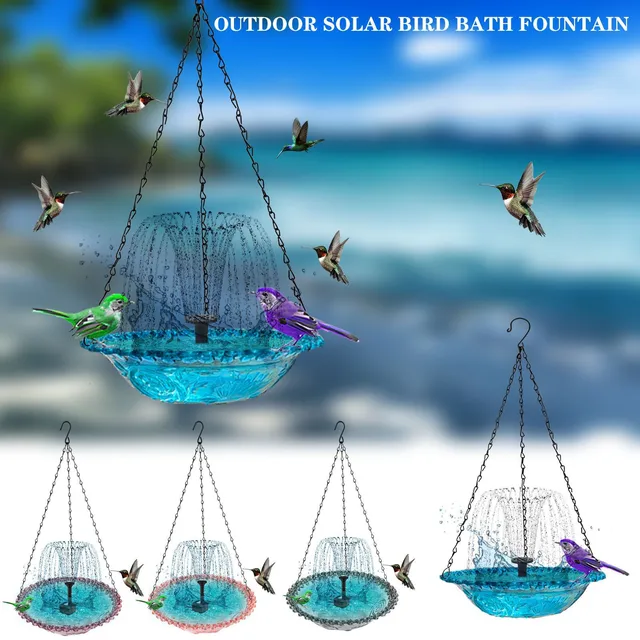 Solar fountain hanging bird feeder,Solar Bird Bath,Outdoor garden bird play perch feeder,Hummingbird Feeder And Drinking Solar fountain hanging bird feeder,Solar Bird Bath,Outdoor garden bird play perch feeder,Hummingbird Feeder And Drinking