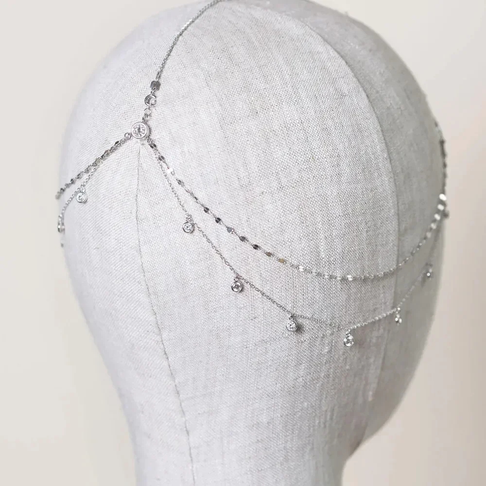 Bridal Forehead Chain XSBODY Fashion Boho Crystal Head Chain Wedding Hair Accessories Elegant Headpiece Bling Bridal Forehead Chain Indian Jewelry