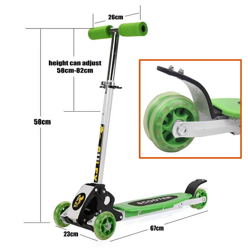 Bulex 어린이 스쿠터 4 플래시 PU 휠 접기 어린이 미끄러운 자동차 배송 Skuter Trottinette For Kids