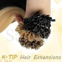 Extensions de cheveux naturels à pointe droite, à kératine, fusion à chaud, noir, brun, marron, pré-collées, 50 pièces 3