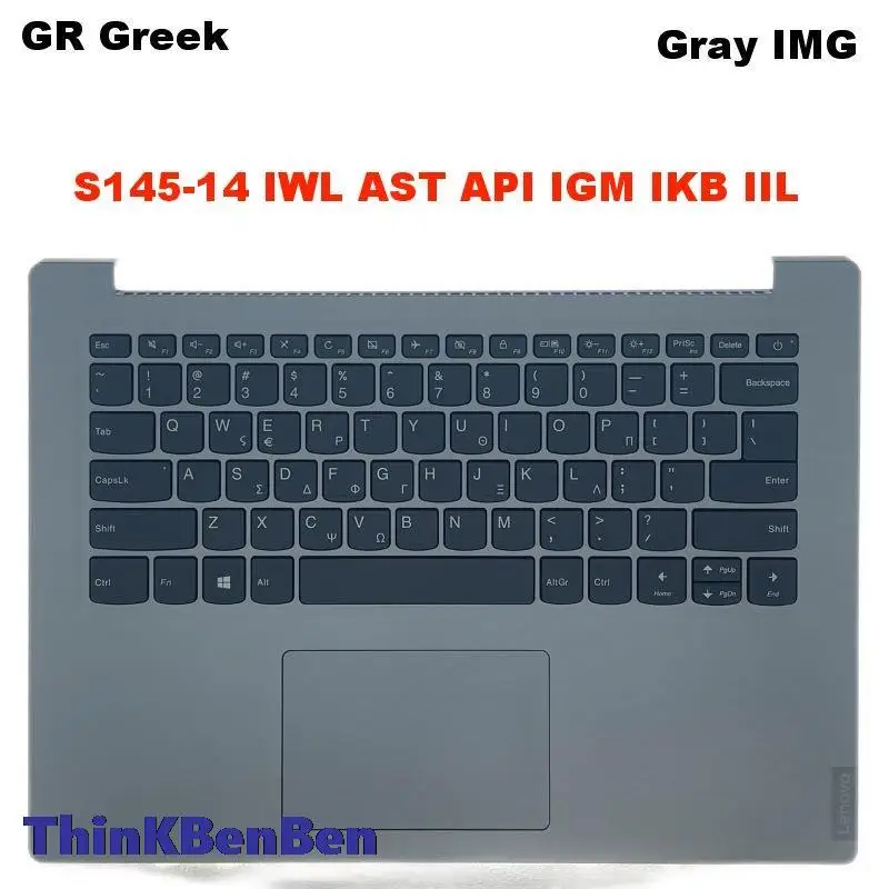 

GR Greek Keyboard With Gray IMR Palmrest Upper Case Shell Cover For Lenovo Ideapad S145-14 IWL AST API IGM IKB IIL 5CB0X55761