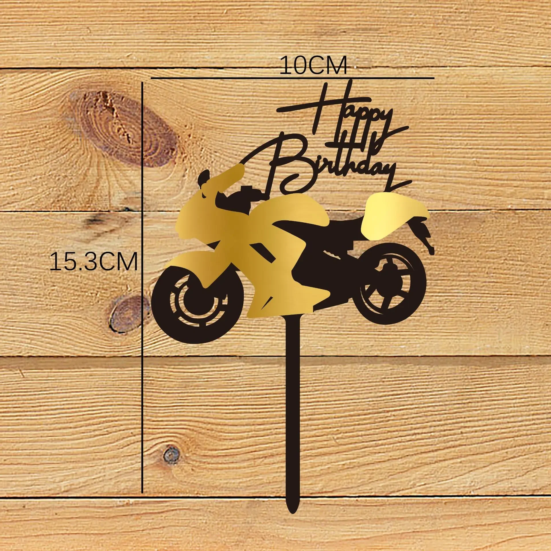 Kit de decoração para comemoração de festas de aniversário infantil,  decorador de bolos em acrílico, ouro, motocicleta