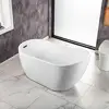 54" Acrylic Freestanding Bathtub with Matte Black Overflow and Drain Luxury Non-Slip Design 55 Gallons Capacity High Gloss White 4