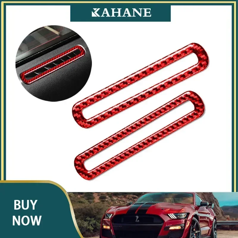 

2PCS Carbon fibre 3D interior door Air outlet decorative frame cover sticker For Ford Mustang 2015-2019