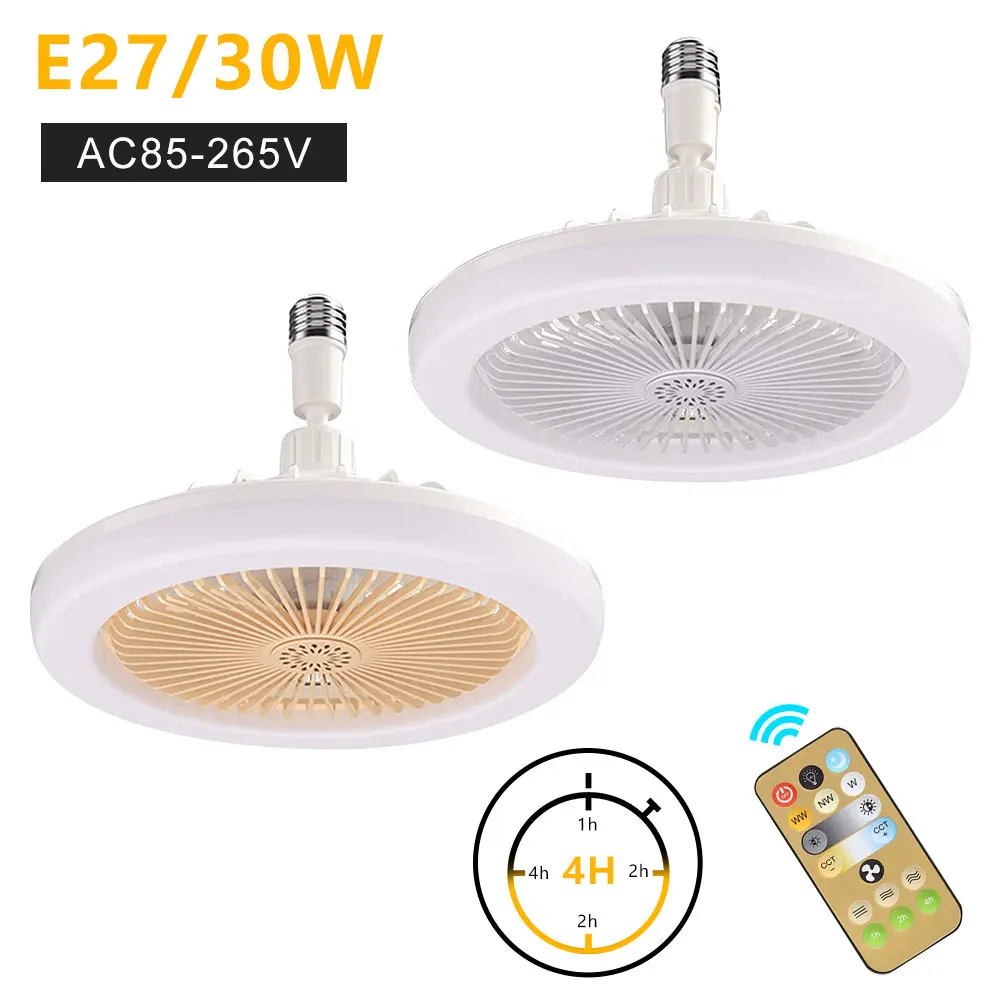 30W Ceiling Fan E27 Remote Ceiling Lighting Bedroom Living Room Switch Control 85-265V Remote Control Electric Fan Light