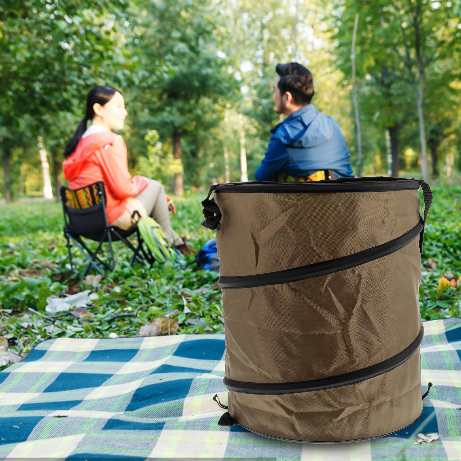 

Garbage Can Outdoor Folding Trash Bags with Lid Bin Storage 210d Oxford Cloth Cans Travel