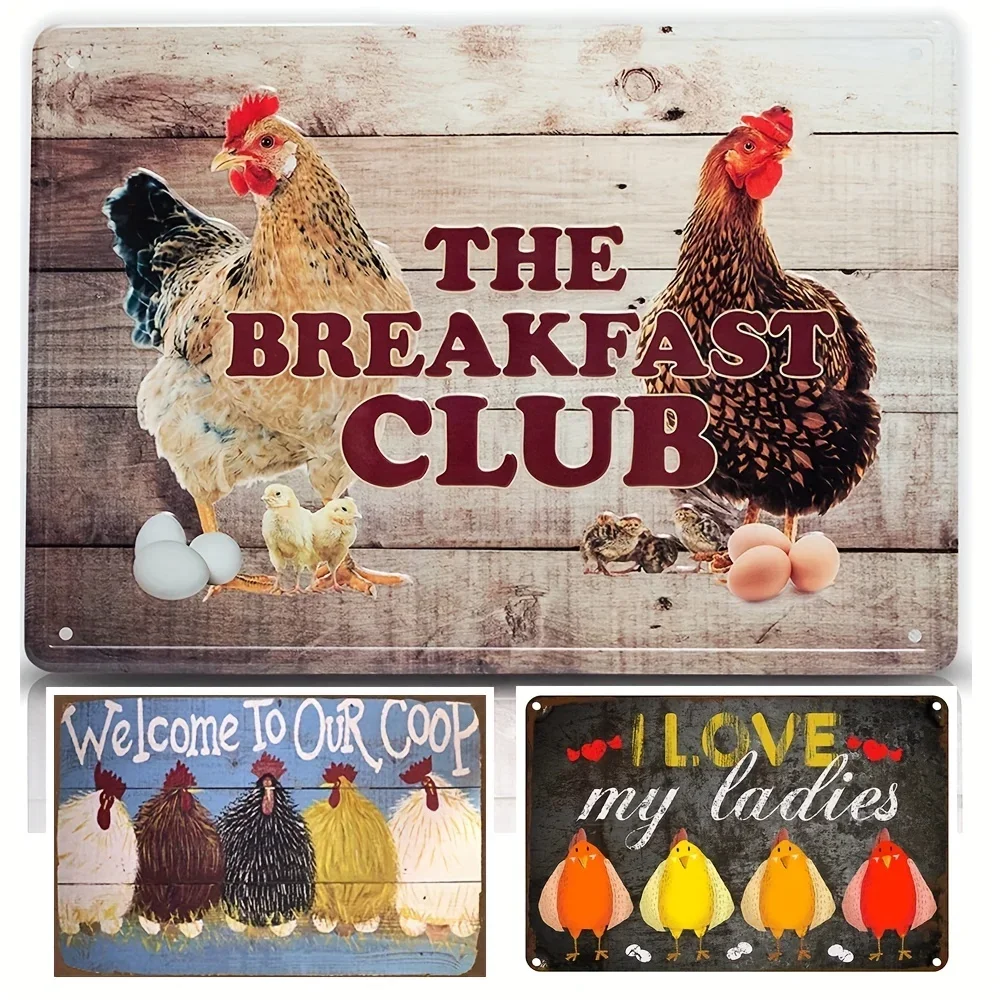 

Chicken Accessories Chicken Coop Signs The Breakfast Club Metal Tin Funny Garden Farm Signs Decorations Chicken Farmhouse Decor
