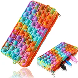 Trousse à crayons à teinture par nouage, étui de grande capacité pour stylos Push Popper, pochette de papeterie Portable en Silicone, organisateur de fournitures scolaires pour filles et garçons 