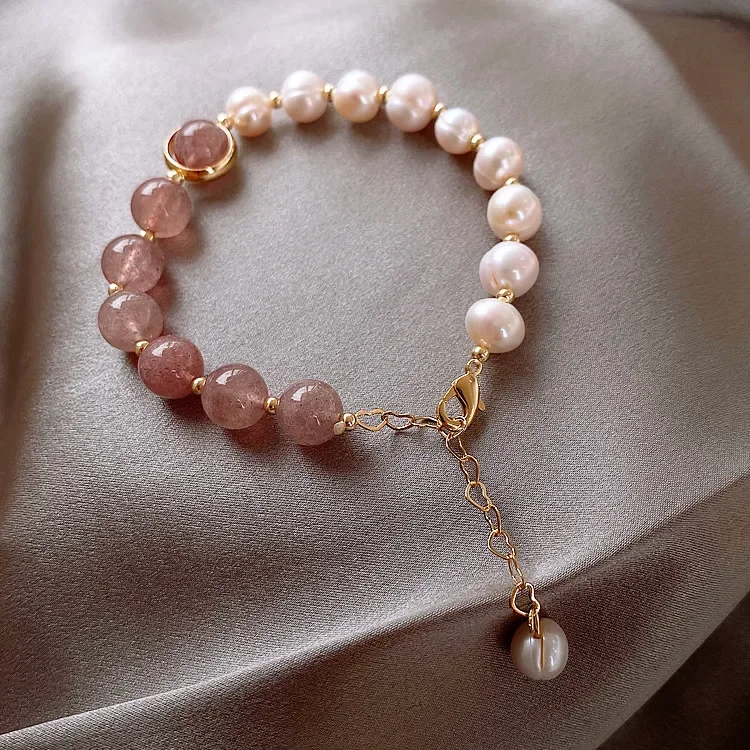 2024 Elegant Baroque Natural Pearl String Bracelet for Woman Luxury Zircon Bee Pendant Bracelet Fashion Girl's Sweet Jewelry