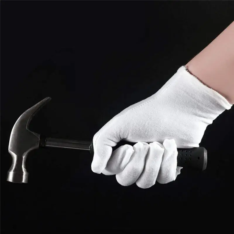 Cotton Gloves 24PCS Large Cloth Stretchable White Cotton Gloves Jewelry Silver Cleaning Work Archive Serving Costume Coin Gloves 4
