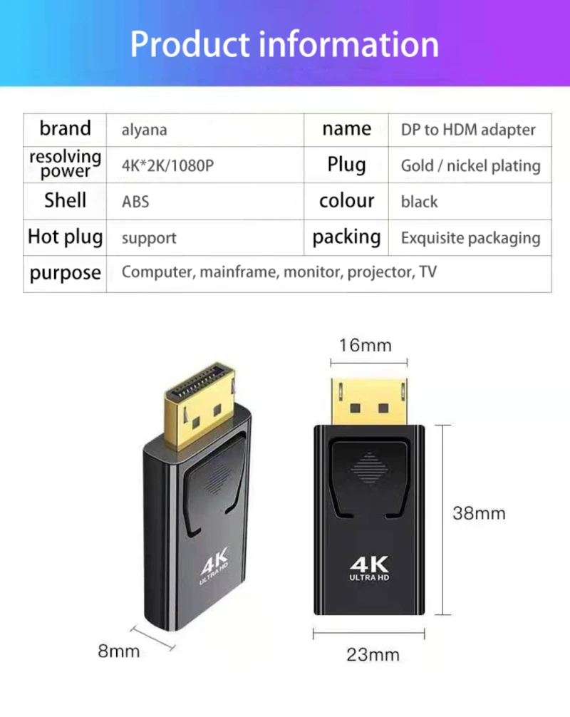 digital optical audio cable 4K DisplayPort To HDMI-compatible Adapter Converter Display Port Male DP To Female HD TV Cable Adapter Video Audio For PC TV USB Cables