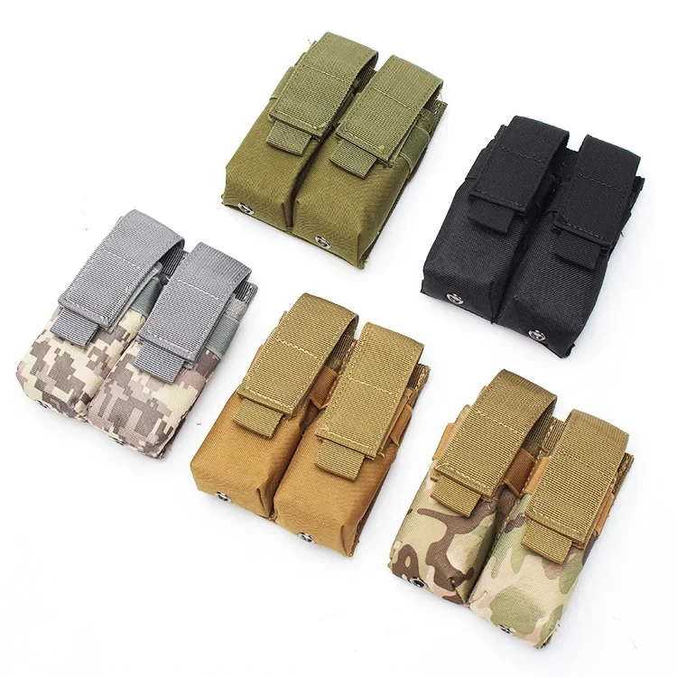 Description Picture 2 of itemMolle Double 9mm Magazine Pouch Flashlight Holder EDC Tool Waist Bag Hunting Accessories Vest Pouches Ammo Mag Holster Bags