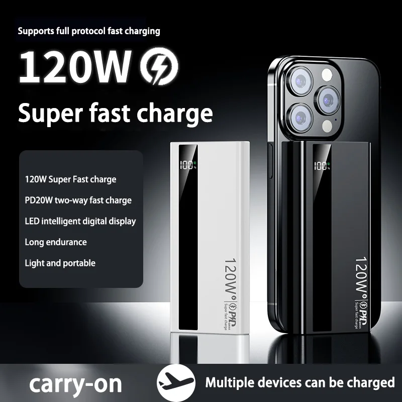 XIAOMI 50000mAh Power Bank 120W Ricarica rapida Caricabatteria portatile ad alta capacità Moblie Powerbank per iPhone Samsung Huawei - immagine 4