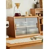 Cherry wood storage cabinet Solid wood light luxury household Japanese dining side cabinet Countertop locker Coffee cup display 2