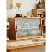 Cherry wood storage cabinet Solid wood light luxury household Japanese dining side cabinet Countertop locker Coffee cup display 2
