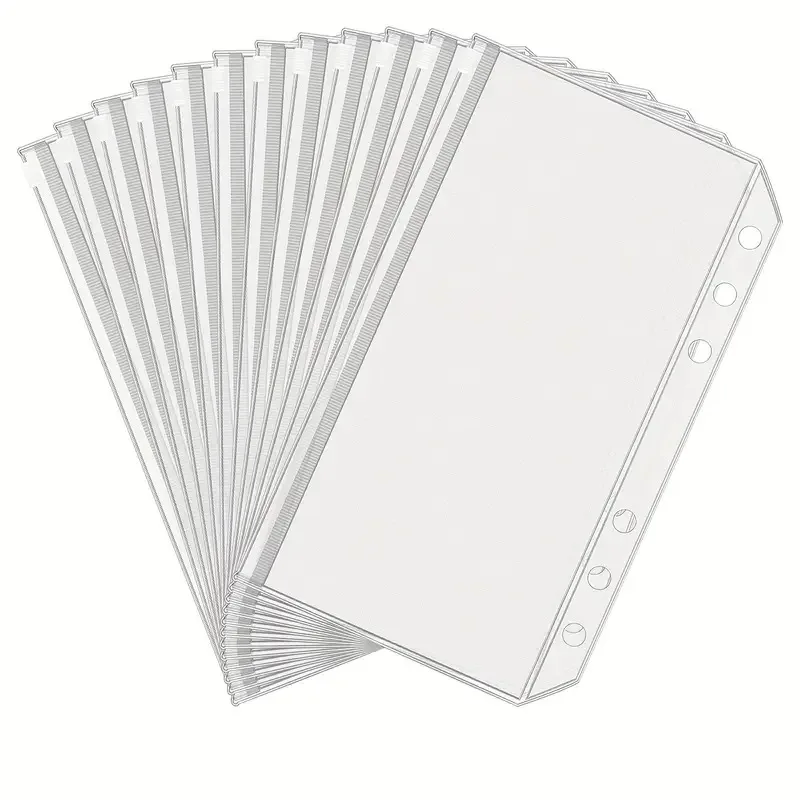 File storage bag plastic envelope 10Pcs A6 Loose-leaf Notebook 6-hole Zipper Bag Receipt Planner PVC Storage Bag Business Card Holder ID Card Storage Pen Case