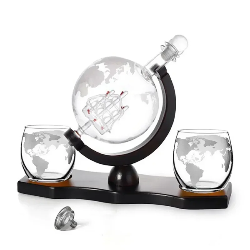 Whiskey decanter set Globe Wine Decanter Glass Crystal Party Alcohol Dispenser Bar Glassware Vodka Whiskey Decanter Lead Free Pitcher Creative Gift