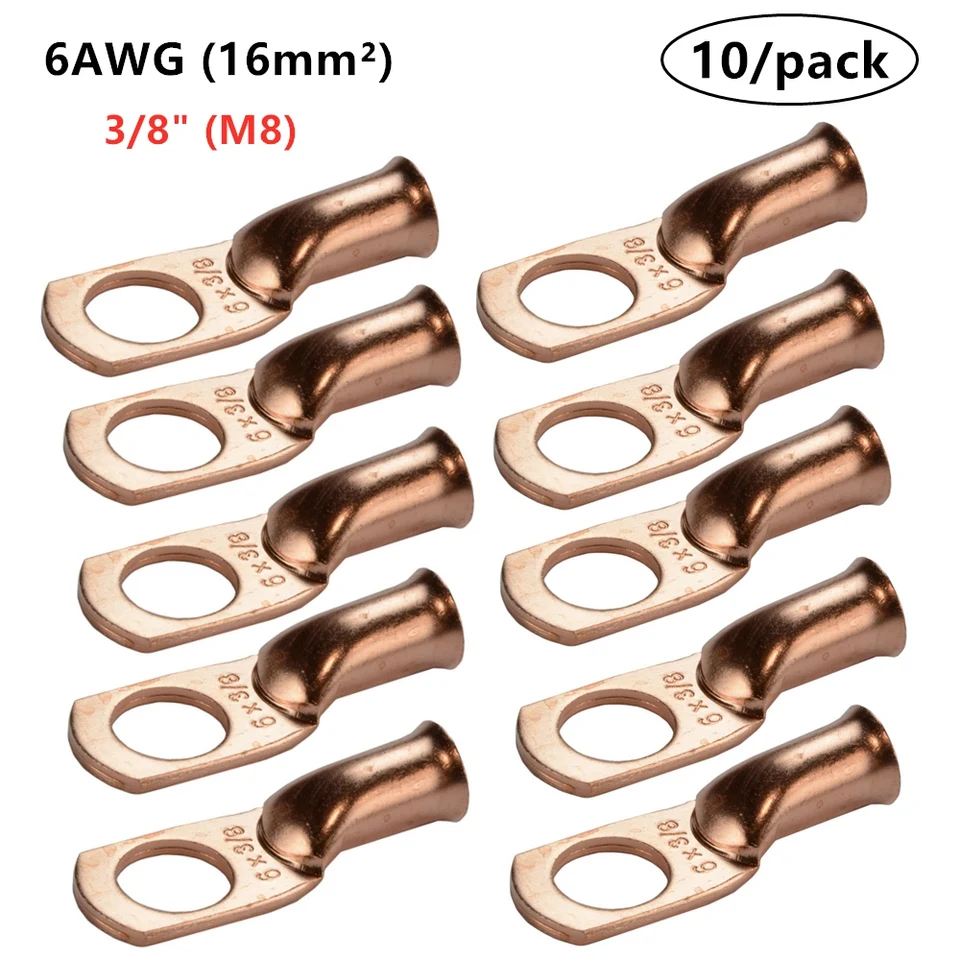 Terminale A Crimpare Ad Anello - Confezione Da 100, Blu, 12 Mm, 30A, 16-14 AWG - Connettori Ad Anello Termorestringenti, Connettori In Rame Stagnato, Terminali A Filo Isolati Ad Anello - Foto 10