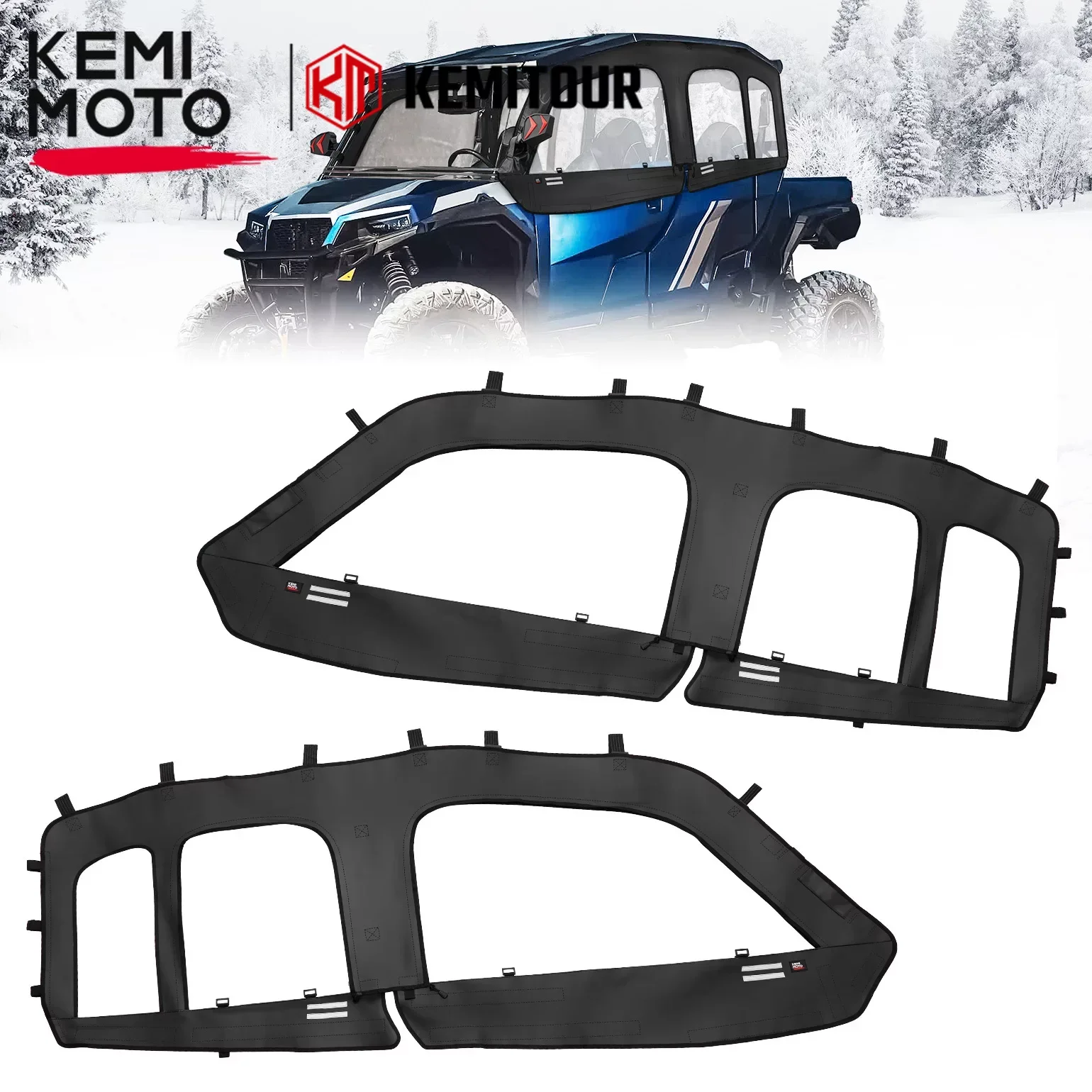 

KEMIMOTO Soft Upper Doors Compatible with Polaris General 4 1000 / XP 4 1000 Soft Cab Enclosures Windows Fits with Side Mirrors