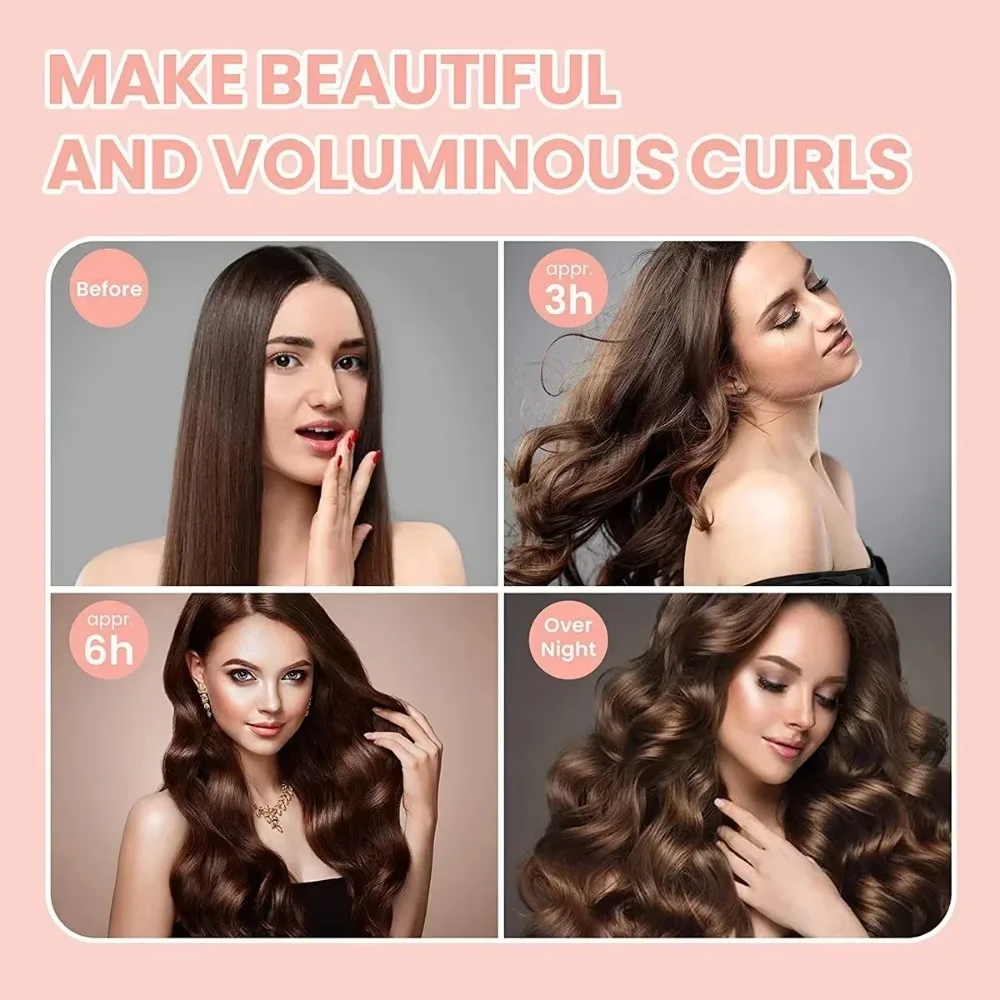 Heatless Hair Curling Rods Headband No Heat Curlers Hair Rollers with Hook Sleeping Lazy Curls Soft Flexi Rods Styling Tool
