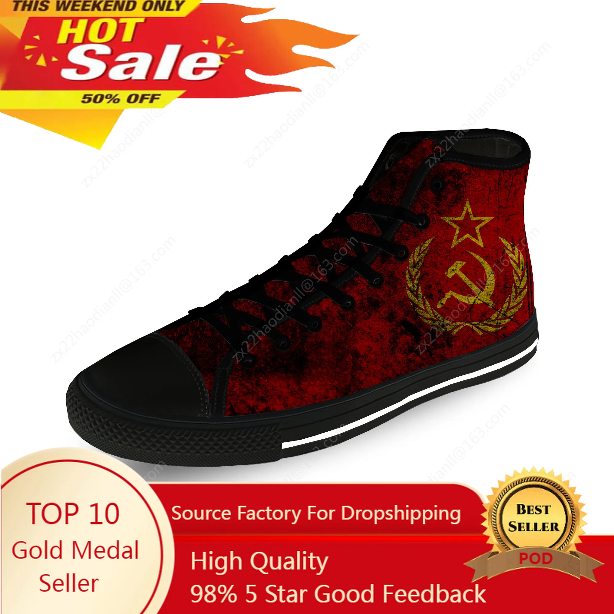 

CCCP Russian Russia USSR Soviet Union Casual Cloth 3D Print High Top Canvas Shoes Men Women Lightweight Breathable Sneakers