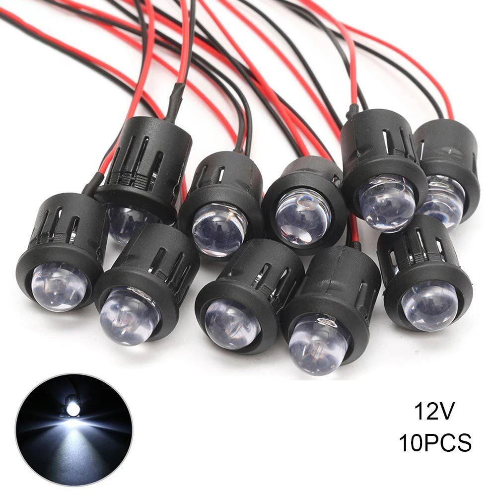 

10pcs 10mm 12V Pre-Wired Constant LED Ultra Clear Bulb Constant Bright Water Clear Emitting LED Diode Bulbs