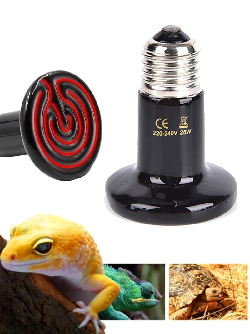 

Reptile Heat Lamp Black Infrared Ceramic Emitter Heat Light Bulb Pet Brooder 220-240V Touch Lamp For Chameleon Cage Snake Tank