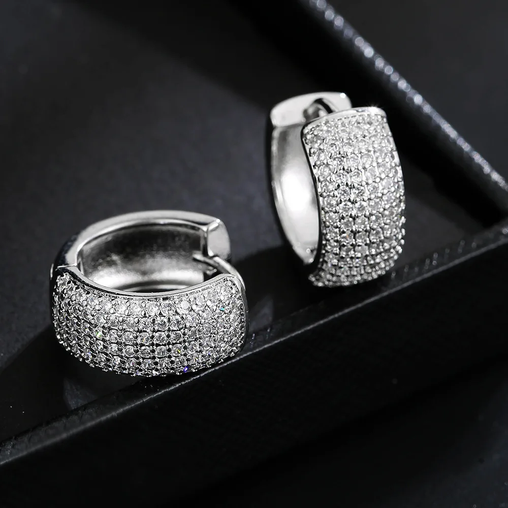 Luxury Zirconia Pave Wide Big Hoop Earrings Style